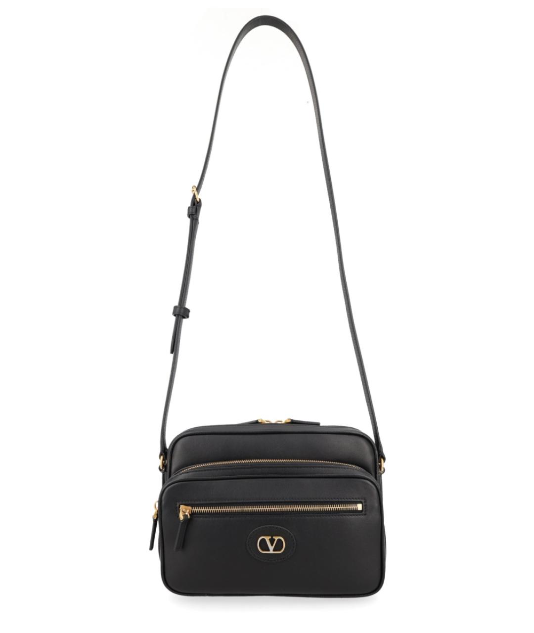 VALENTINO Черная кожаная сумка на плечо, фото 1