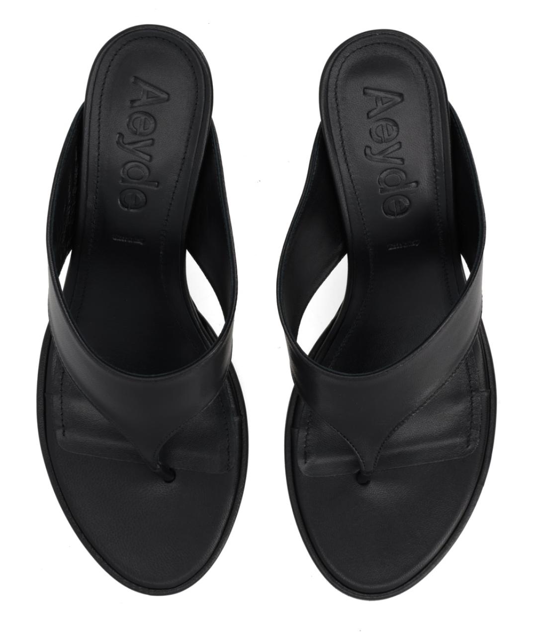 AEYDE Черные кожаные мюли, фото 5