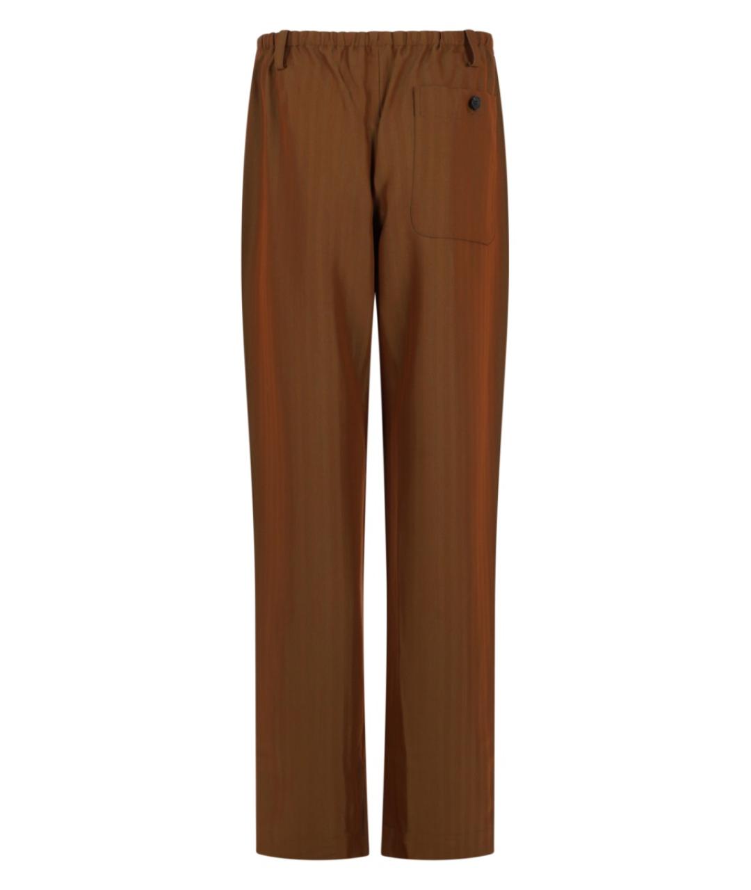 DRIES VAN NOTEN Коричневые шерстяные повседневные брюки, фото 2