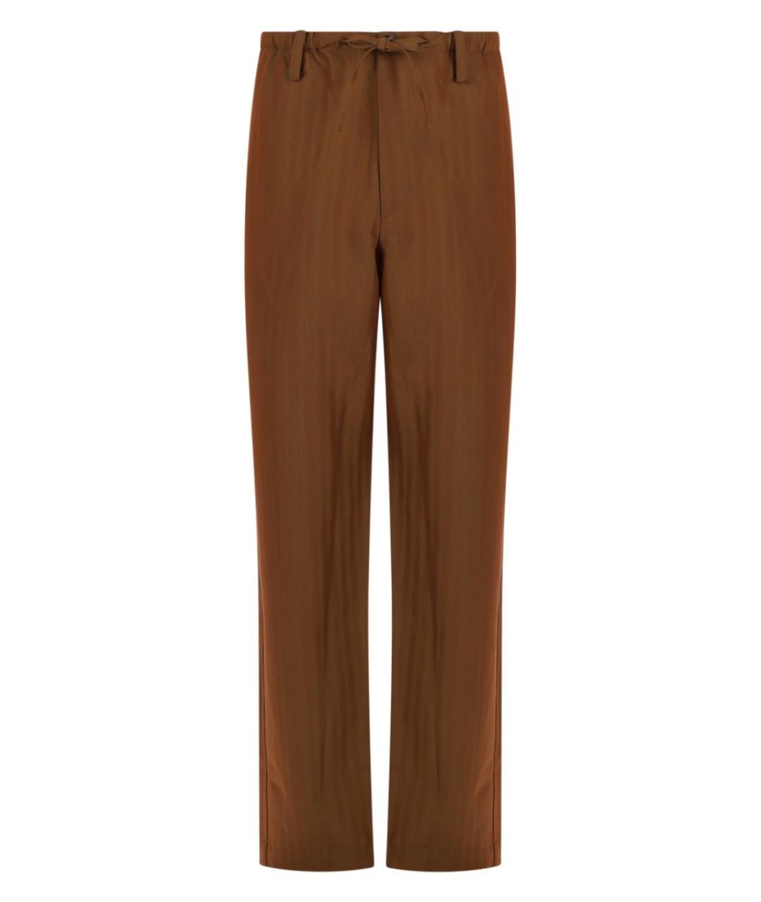 DRIES VAN NOTEN Коричневые шерстяные повседневные брюки, фото 3