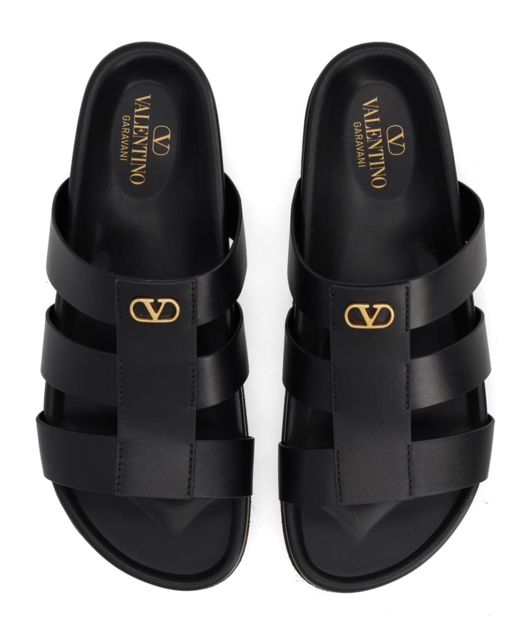 VALENTINO Черные кожаные шлепанцы, фото 5