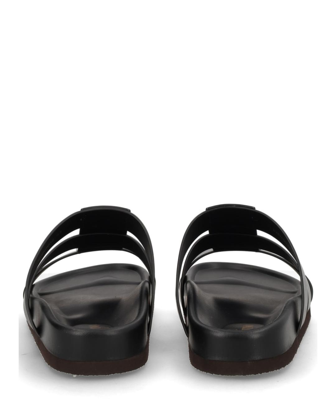 VALENTINO Черные кожаные шлепанцы, фото 4