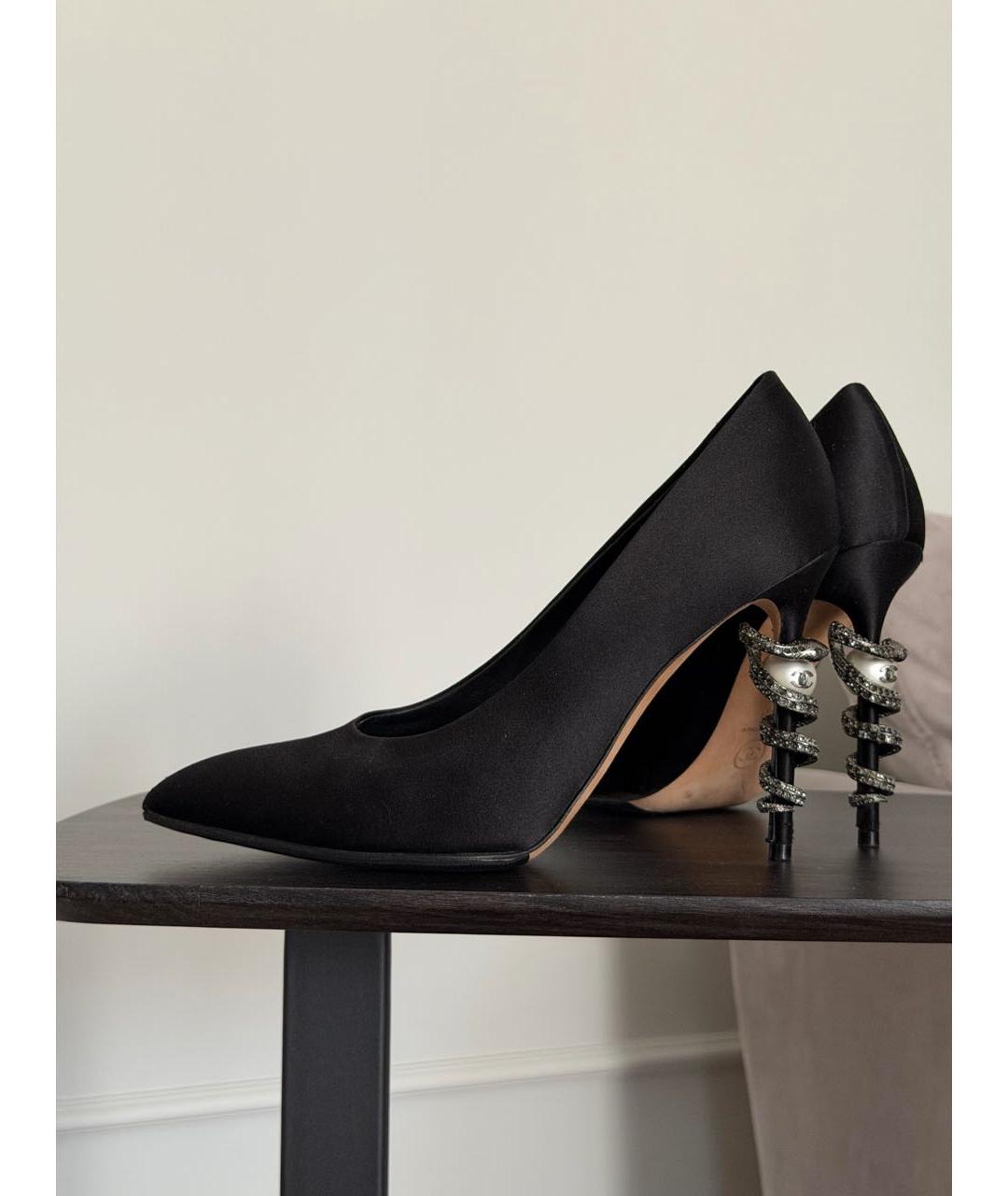 CHANEL Черные текстильные туфли, фото 2