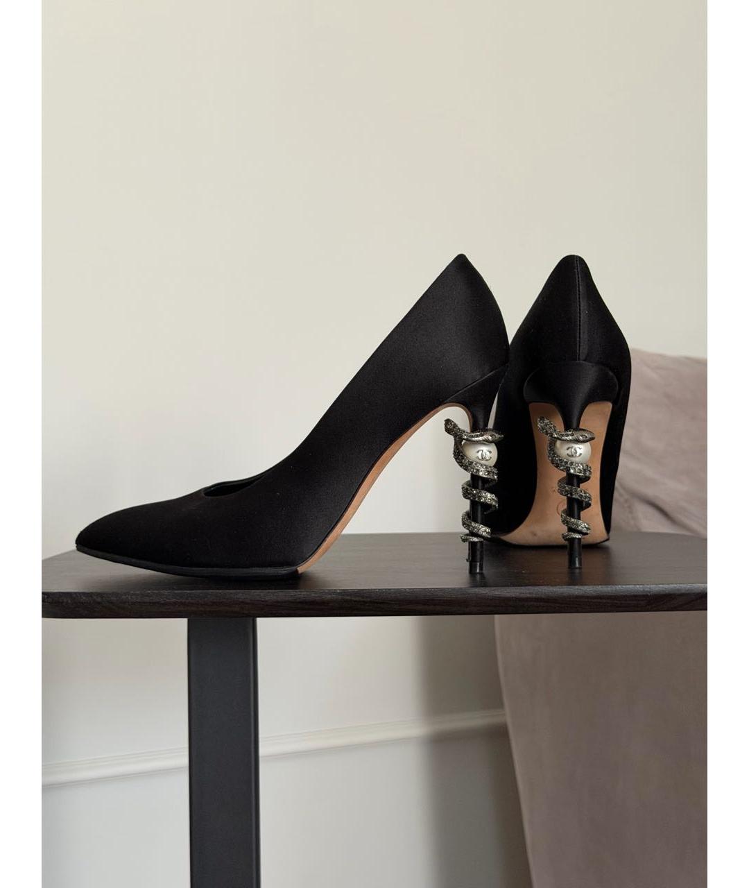 CHANEL Черные текстильные туфли, фото 7