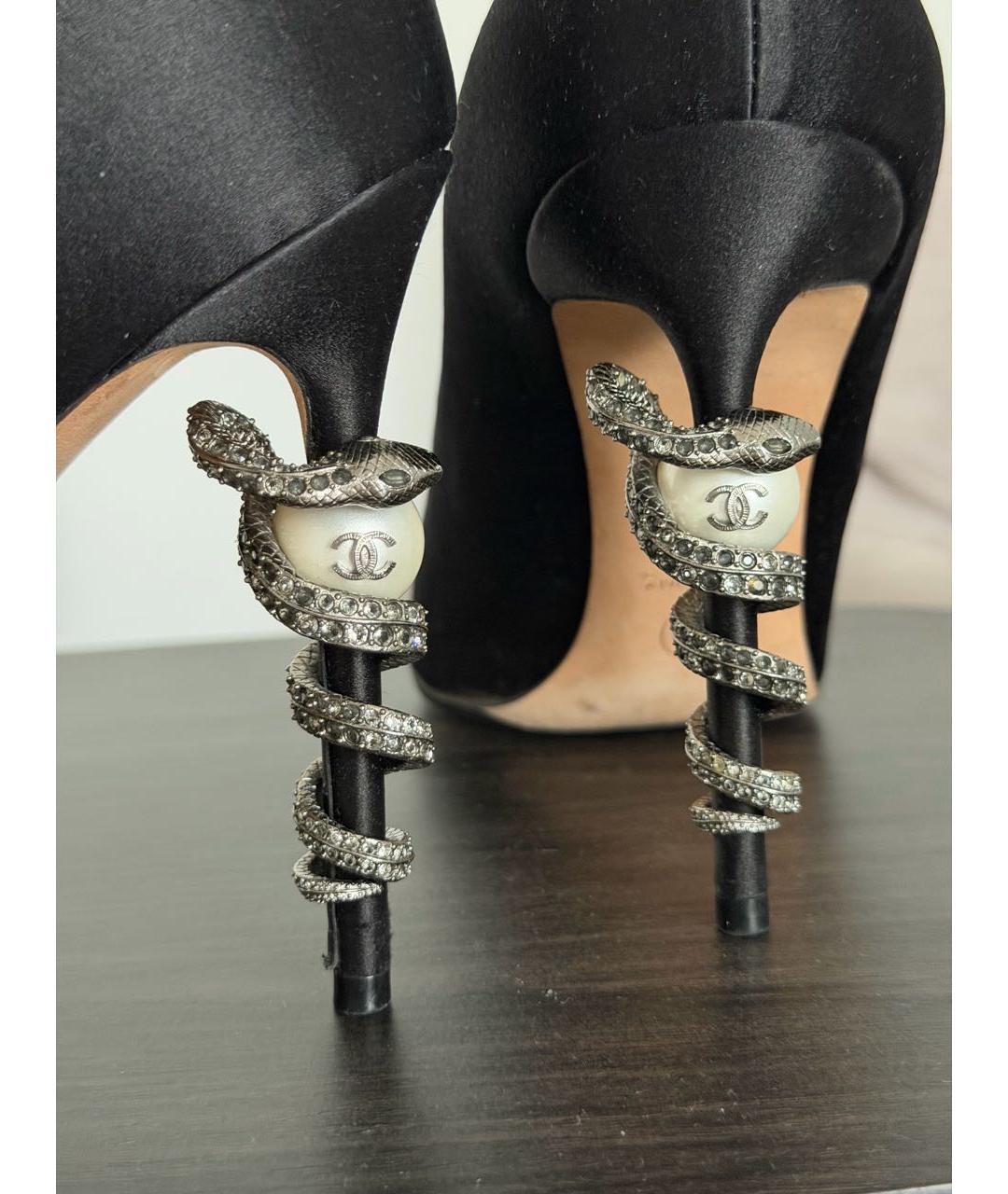 CHANEL Черные текстильные туфли, фото 4