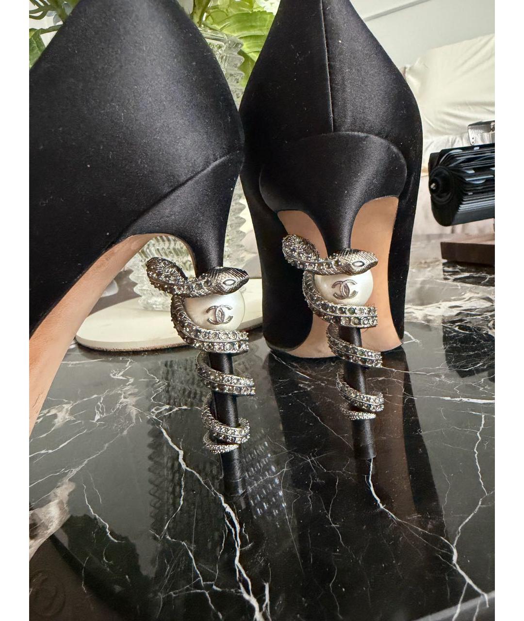 CHANEL Черные текстильные туфли, фото 6