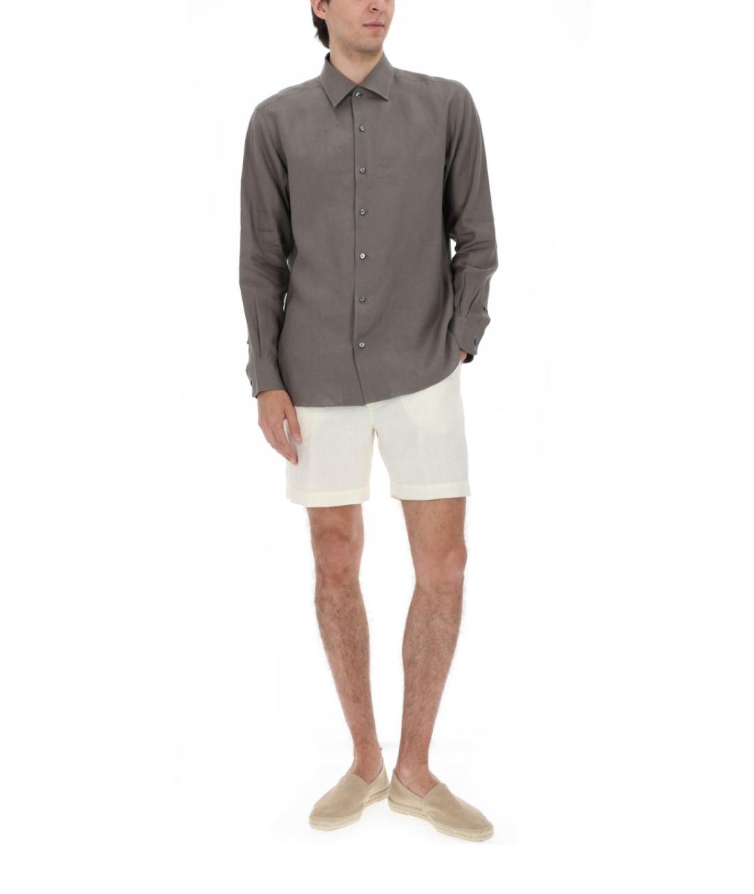 120% LINO Бежевые льняные шорты, фото 1