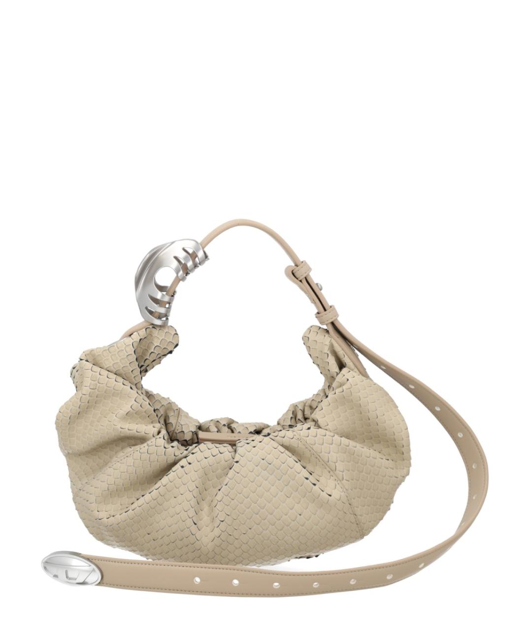 DIESEL Бежевая синтетическая сумка через плечо, фото 1