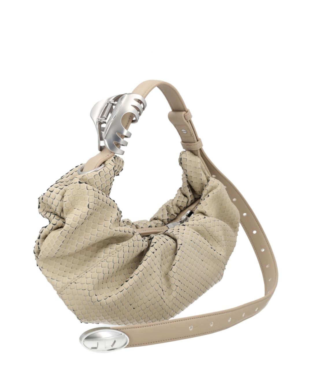 DIESEL Бежевая синтетическая сумка через плечо, фото 2