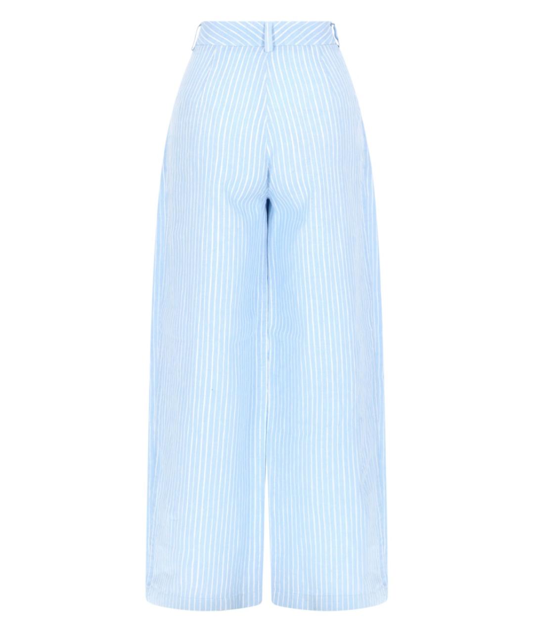 120% LINO Голубые льняные прямые брюки, фото 2