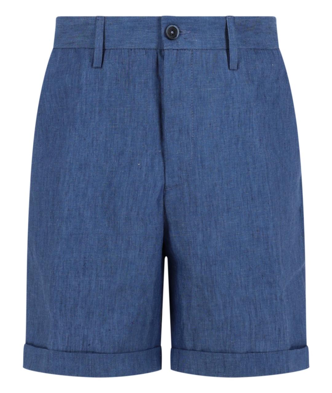 120% LINO Синие льняные шорты, фото 1