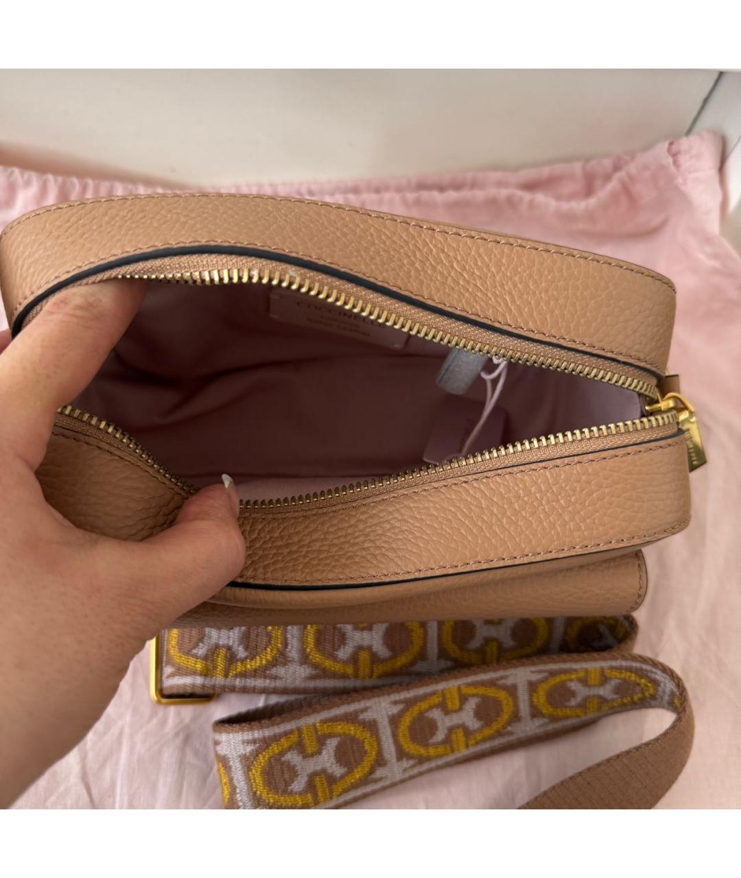 COCCINELLE Бежевая кожаная сумка через плечо, фото 5