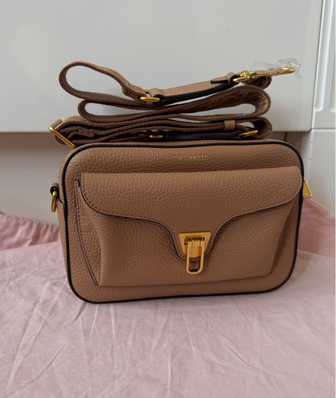 COCCINELLE Бежевая кожаная сумка через плечо, фото 3