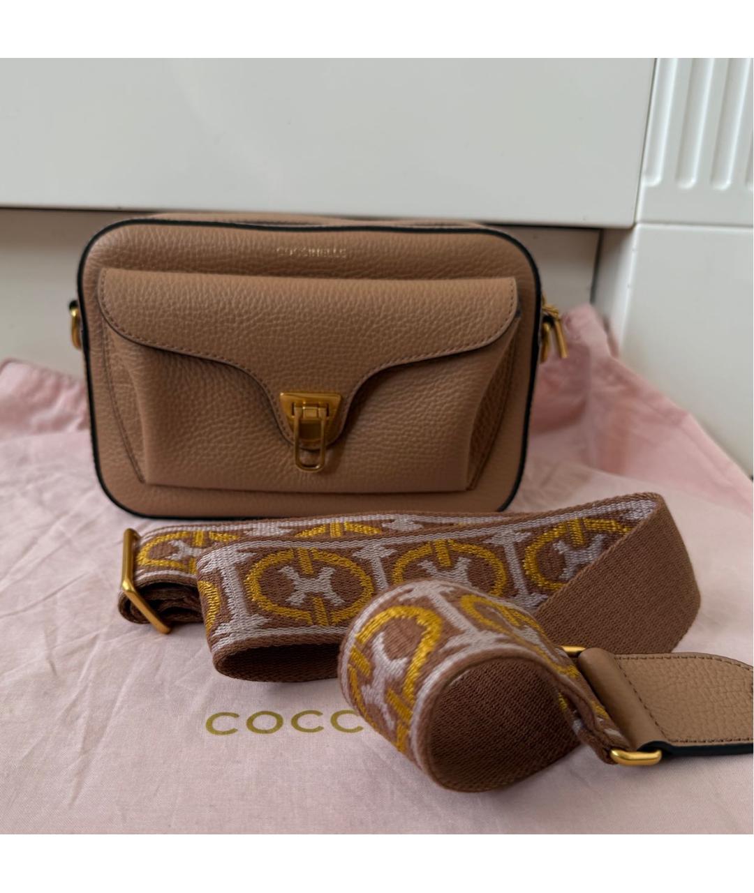 COCCINELLE Бежевая кожаная сумка через плечо, фото 2