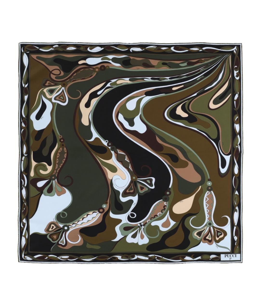 PUCCI Коричневый шелковый платок, фото 1