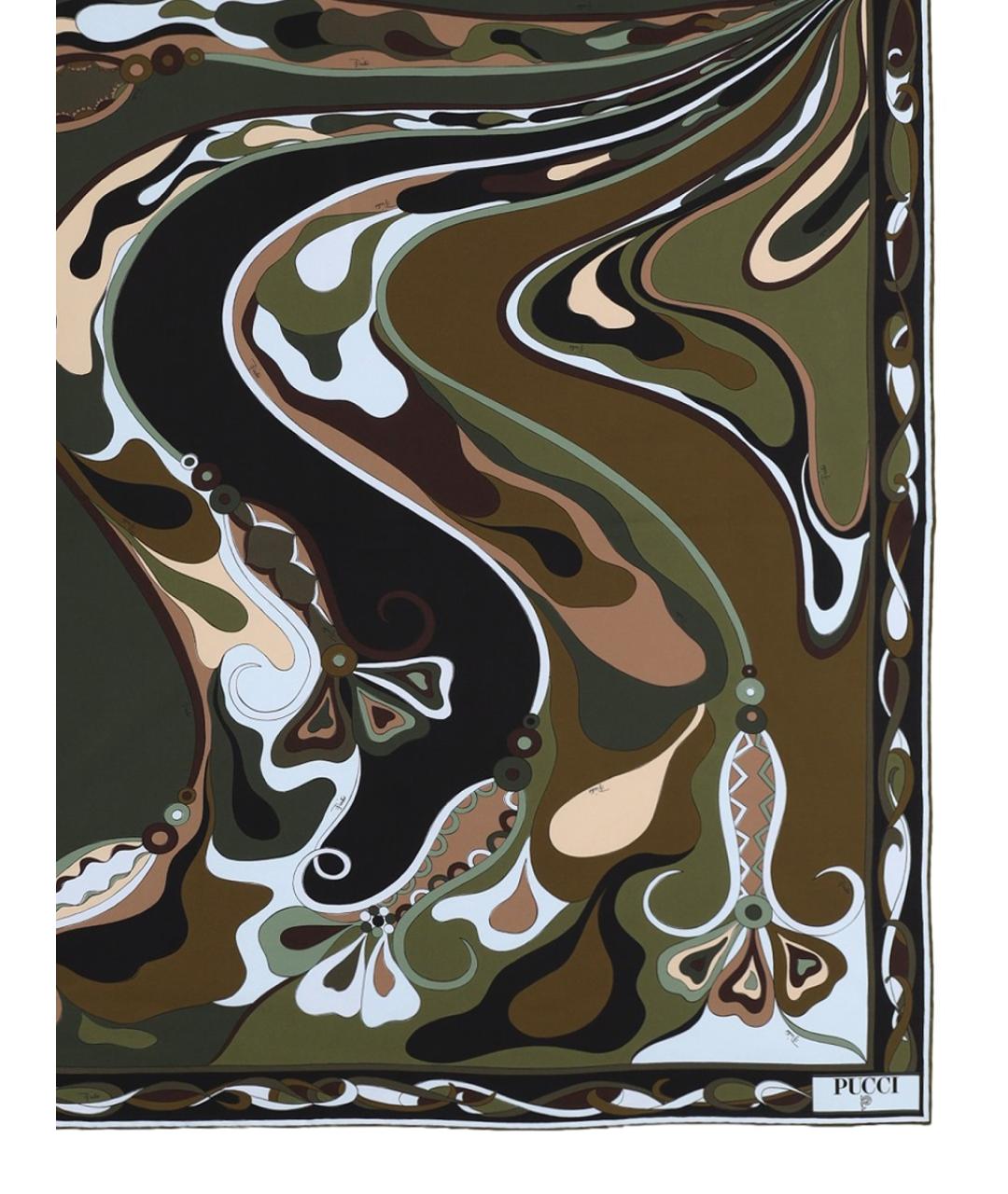 PUCCI Коричневый шелковый платок, фото 2