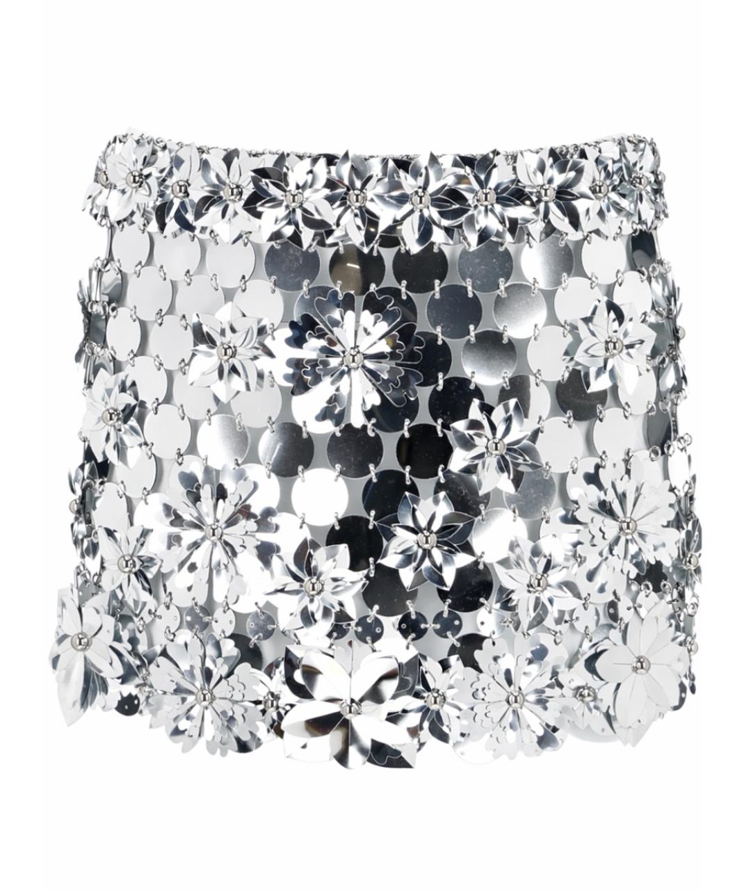 PACO RABANNE Серебряная полиэстеровая юбка мини, фото 1