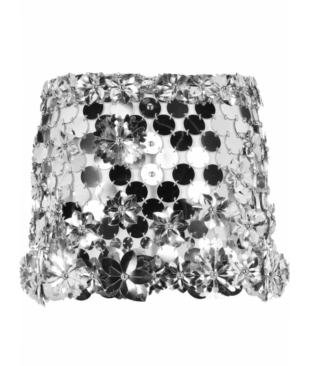 PACO RABANNE Серебряная полиэстеровая юбка мини, фото 2