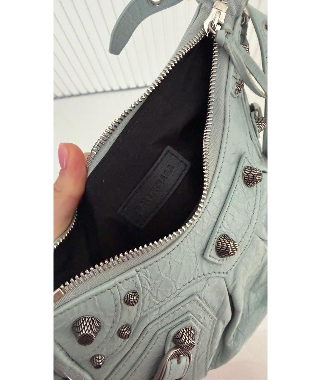 BALENCIAGA Голубая кожаная сумка через плечо, фото 4