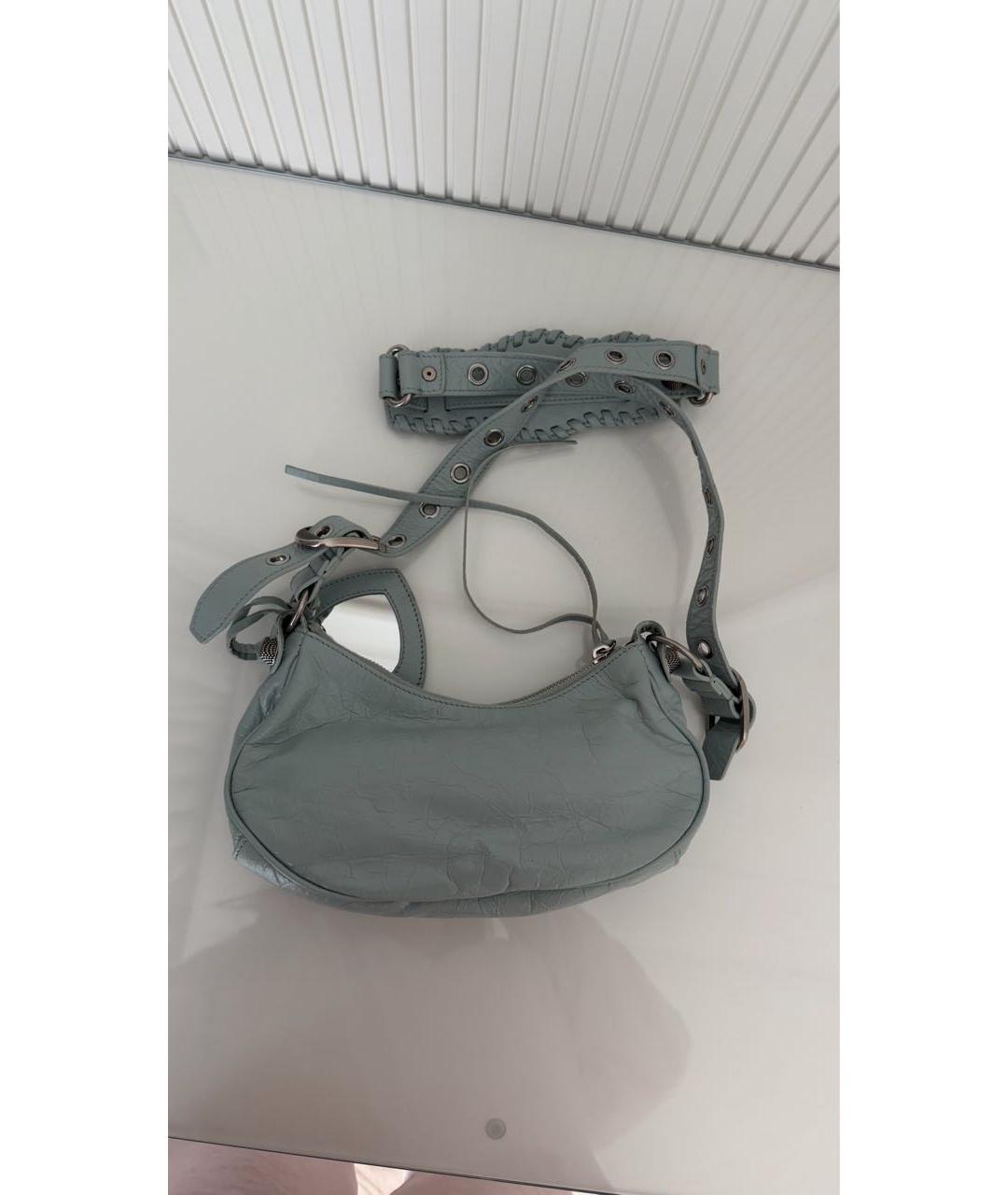 BALENCIAGA Голубая кожаная сумка через плечо, фото 3