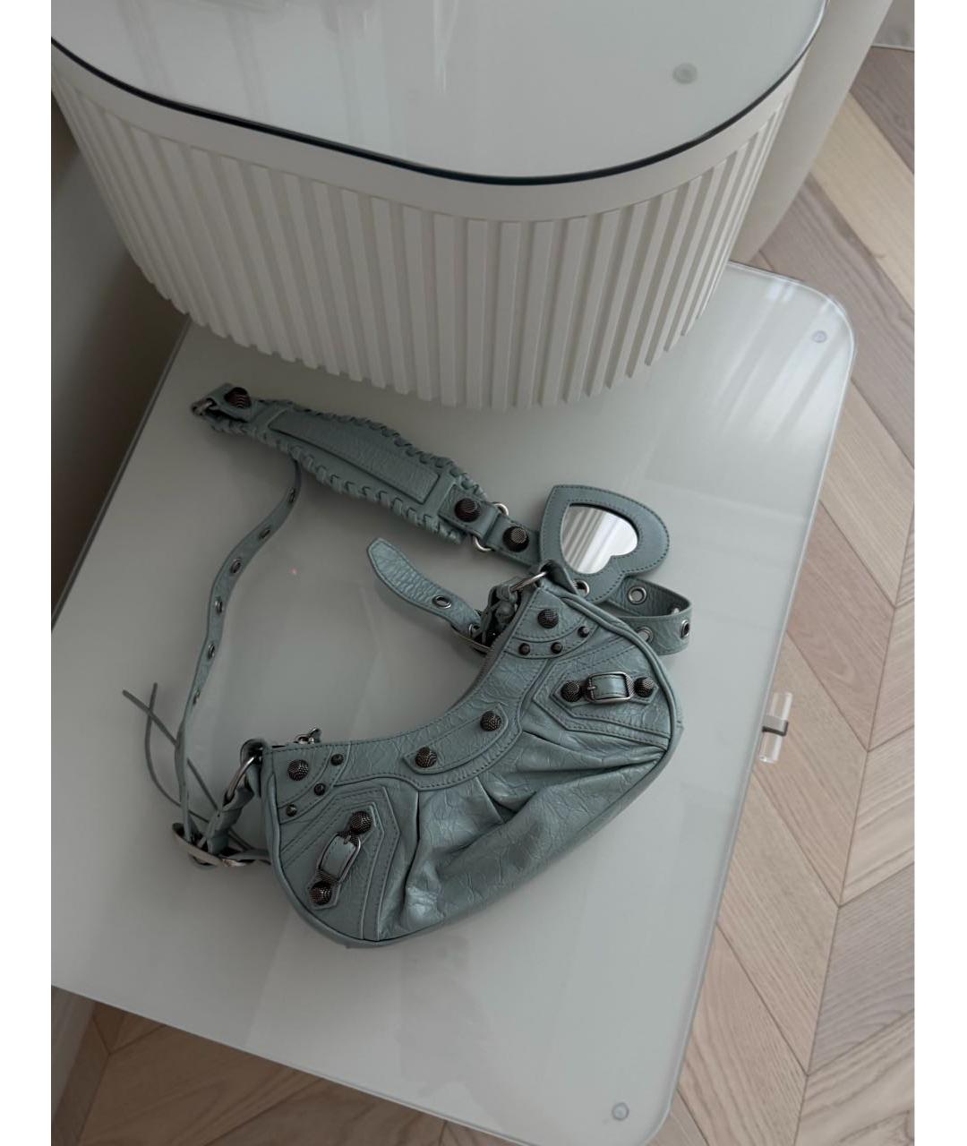 BALENCIAGA Голубая кожаная сумка через плечо, фото 5