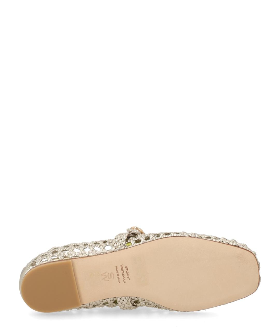 STUART WEITZMAN Золотые кожаные балетки, фото 6