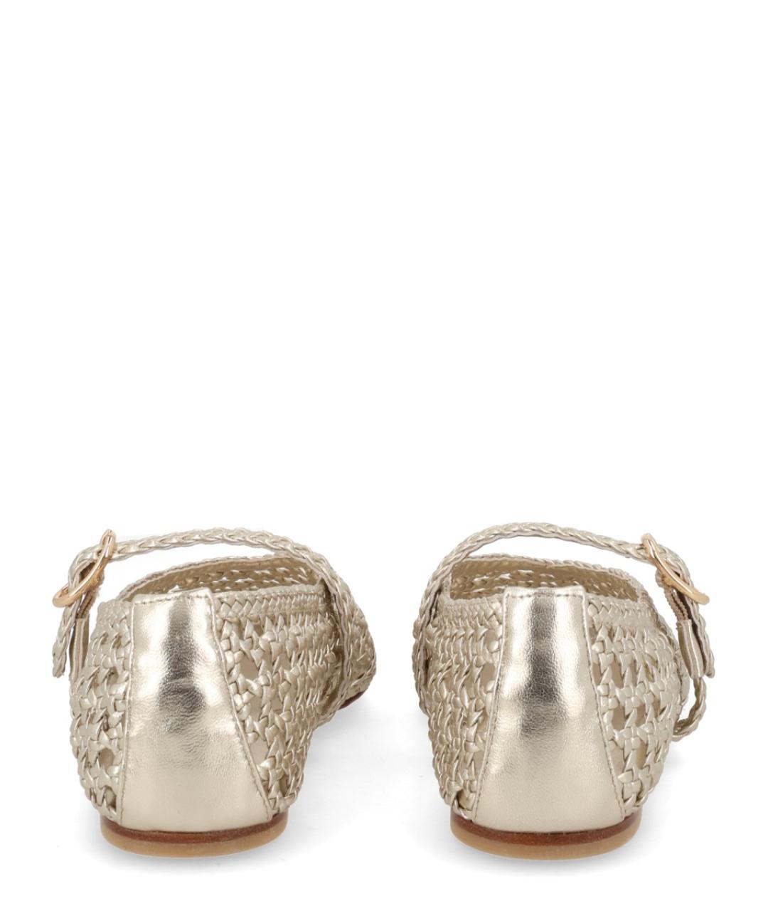 STUART WEITZMAN Золотые кожаные балетки, фото 4