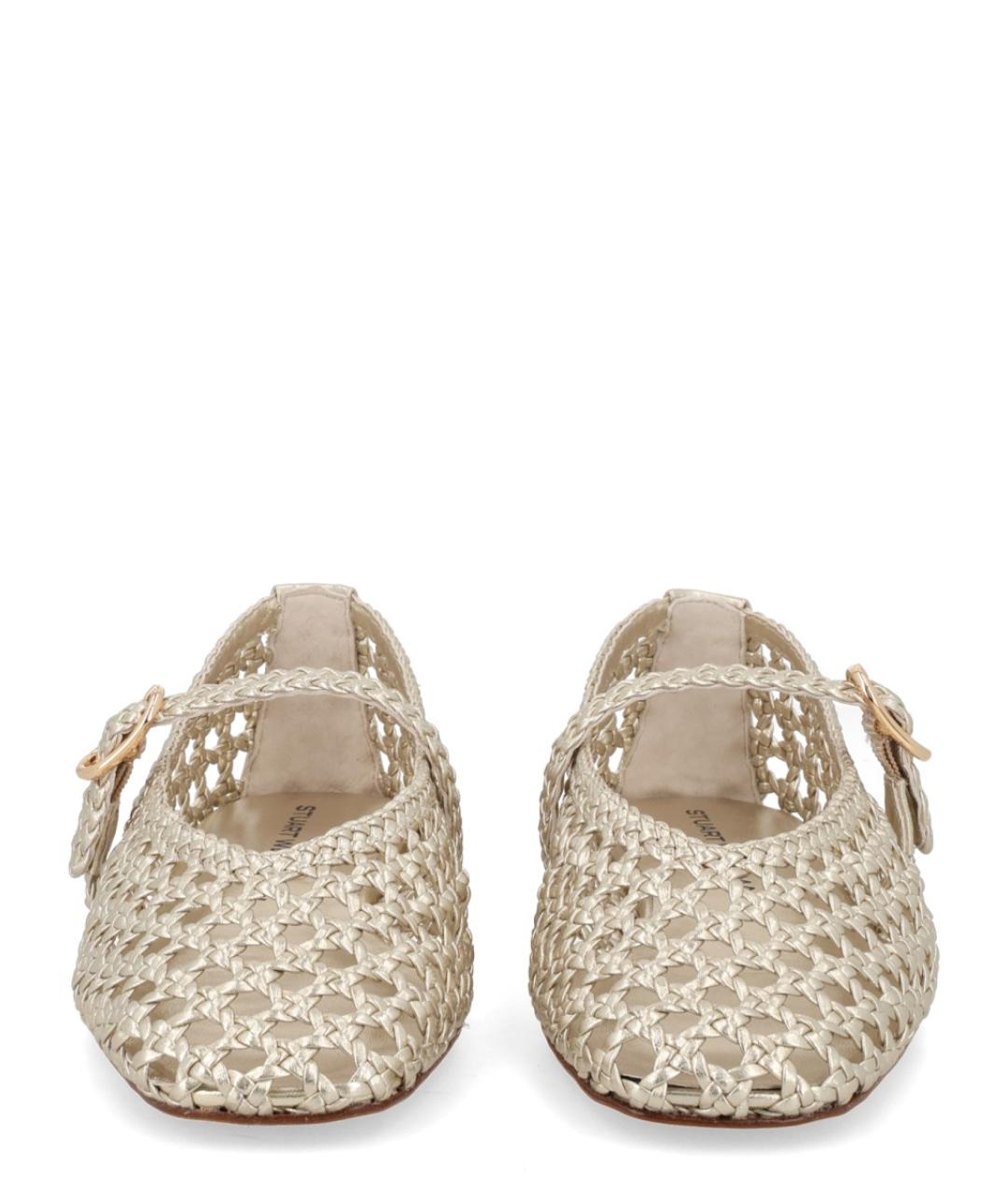 STUART WEITZMAN Золотые кожаные балетки, фото 3