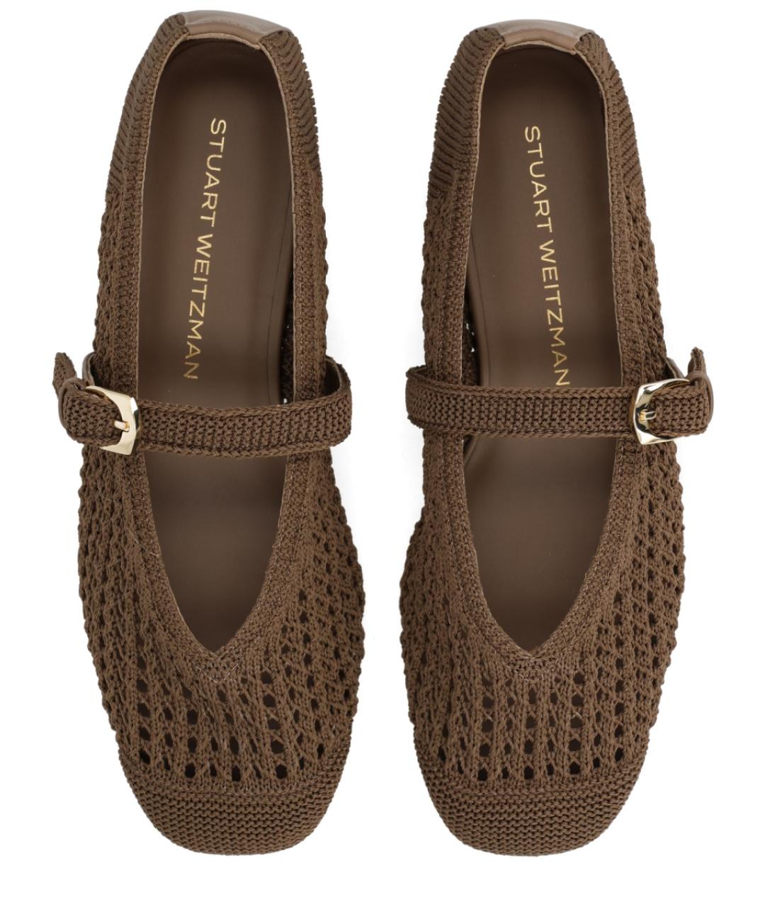 STUART WEITZMAN Коричневые синтетические балетки, фото 5