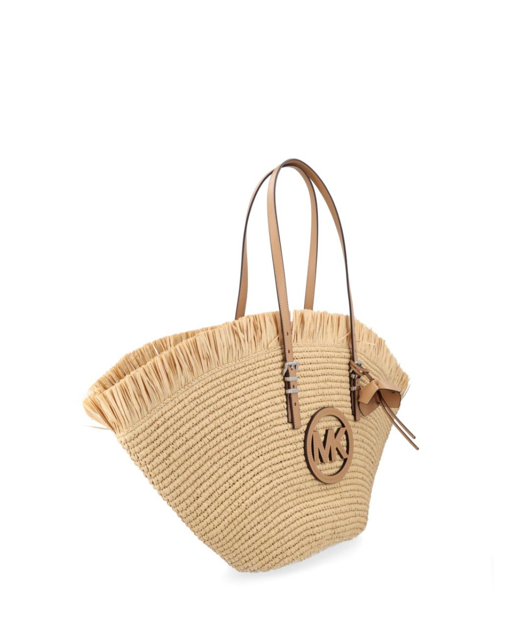 MICHAEL KORS Бежевая пелетеная пляжная сумка, фото 3