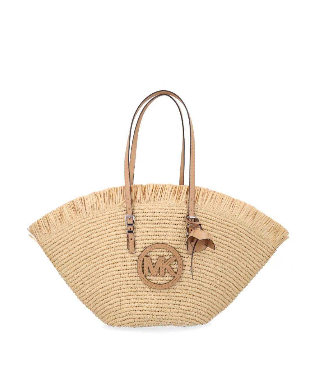 MICHAEL KORS Бежевая пелетеная пляжная сумка, фото 1