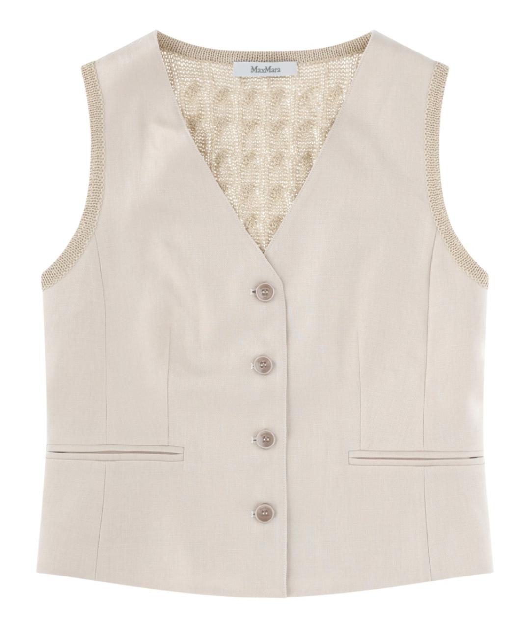 MAX MARA Бежевый льняной жилет, фото 1