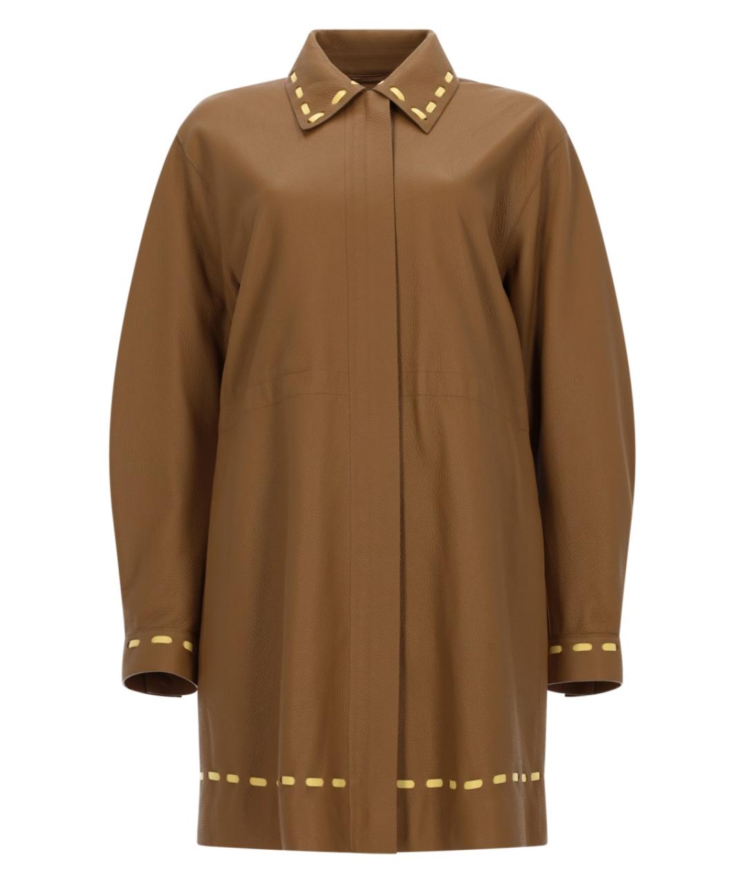 FENDI Коричневый кожаный тренч/плащ, фото 1