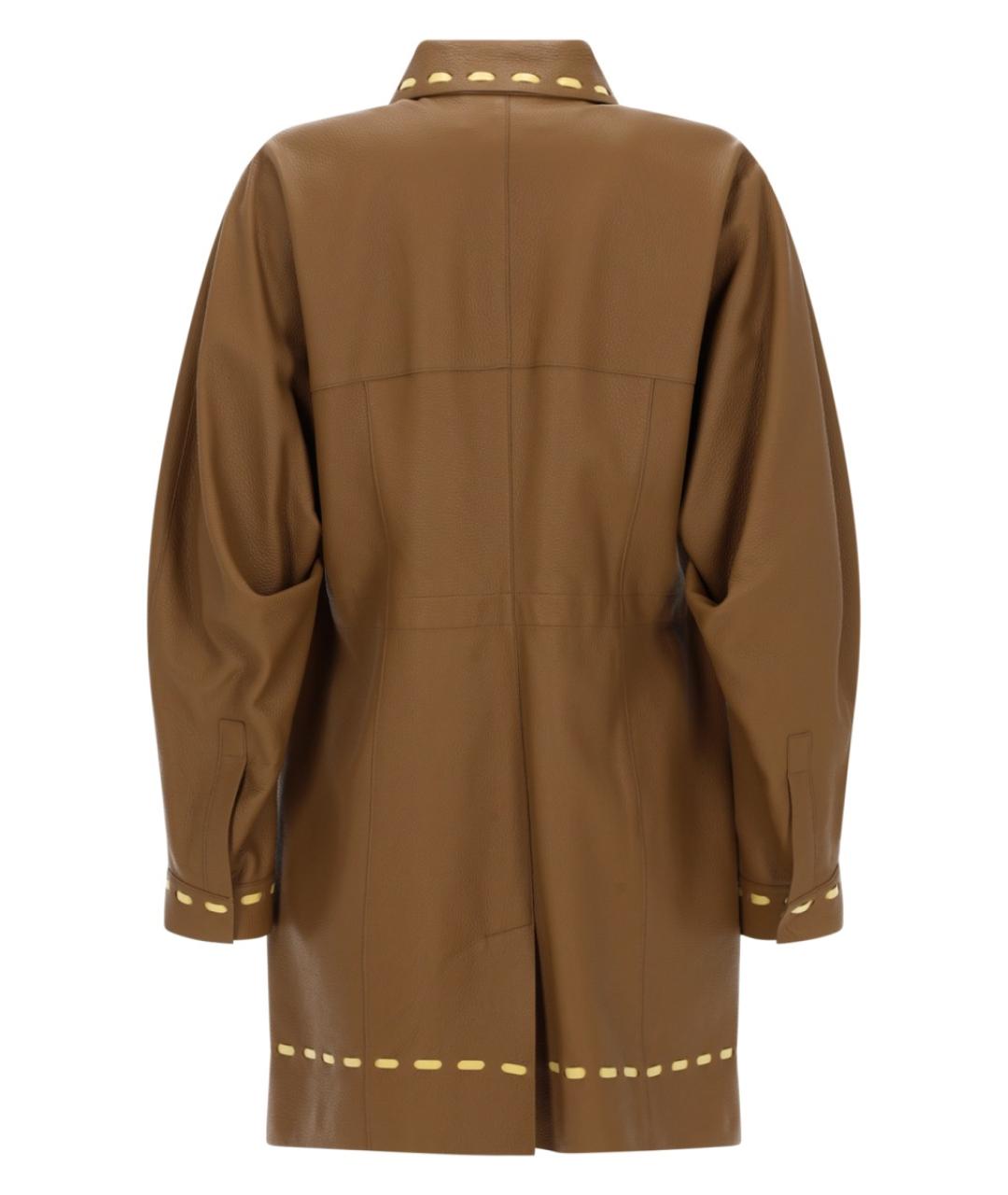 FENDI Коричневый кожаный тренч/плащ, фото 2