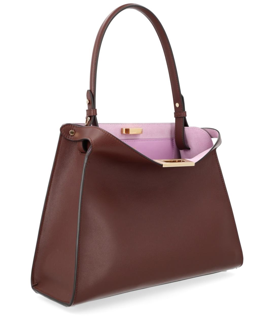 FENDI Коричневая кожаная сумка тоут, фото 4