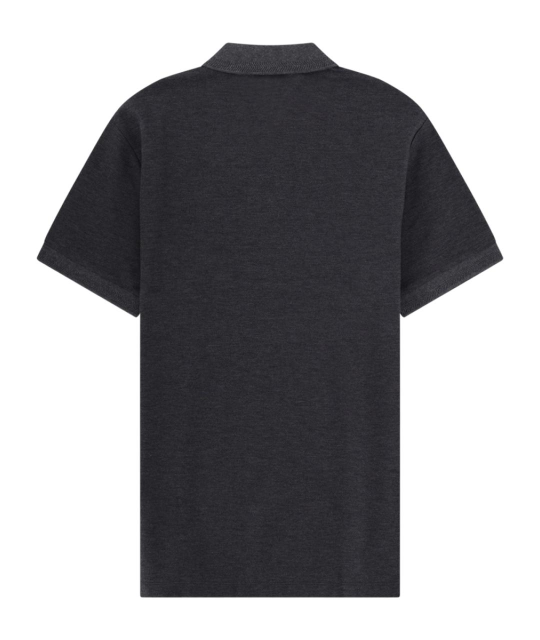 BURBERRY Антрацитовое хлопковое поло с коротким рукавом, фото 2