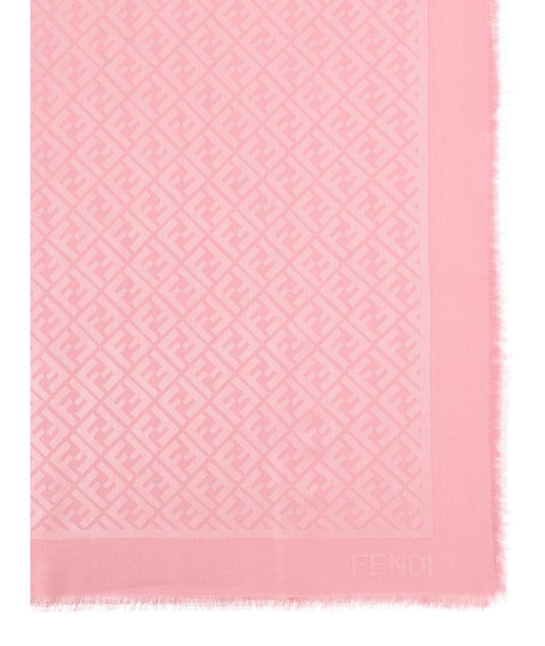 FENDI Розовый шелковый шарф, фото 2