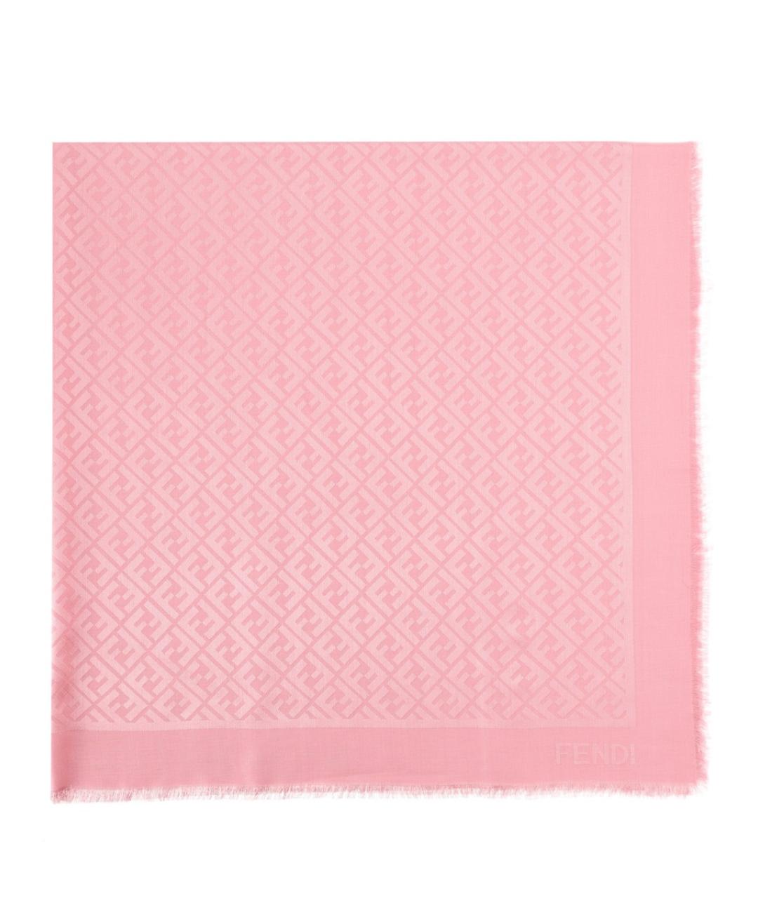 FENDI Розовый шелковый шарф, фото 1