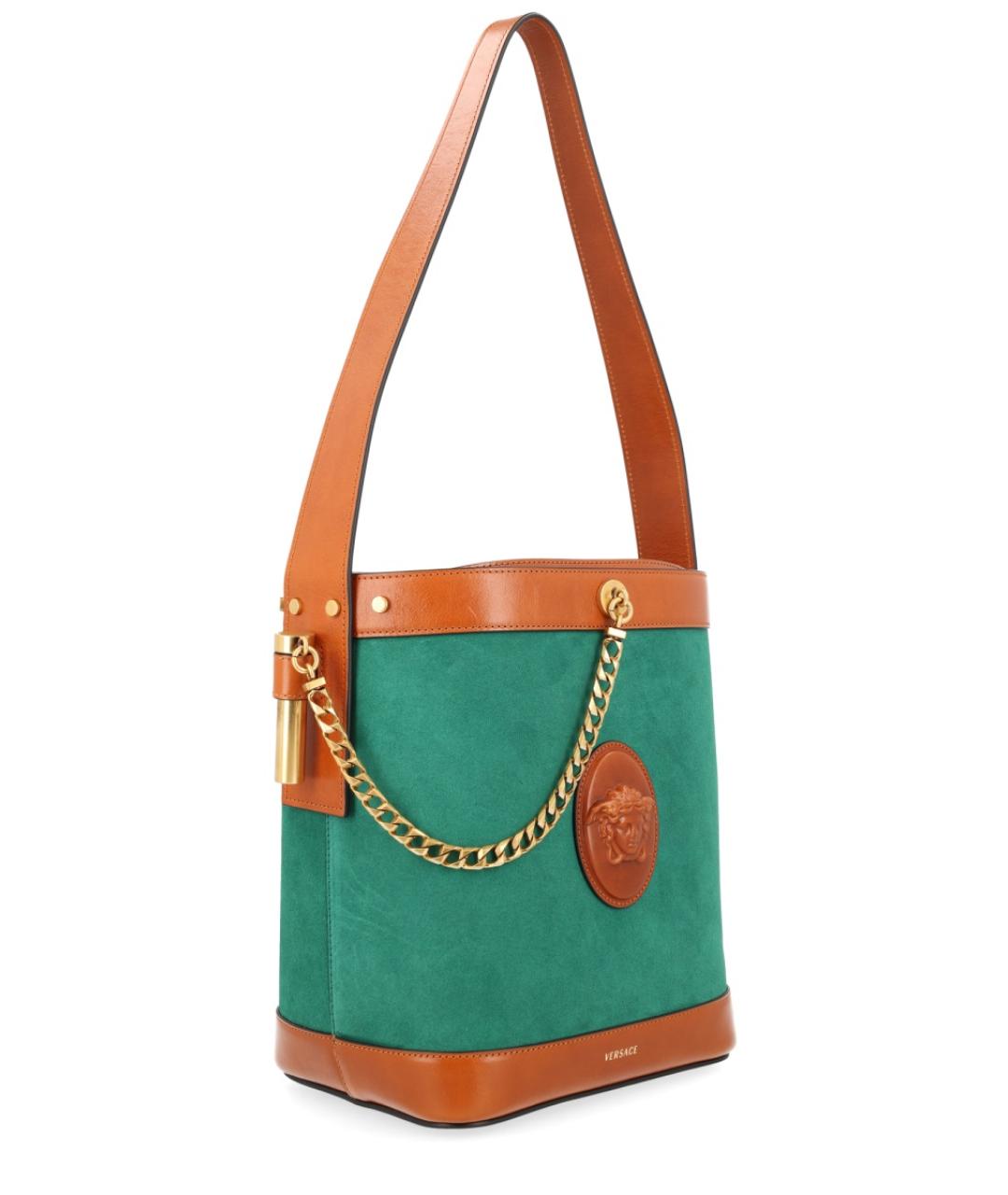 VERSACE Зеленая кожаная сумка через плечо, фото 3