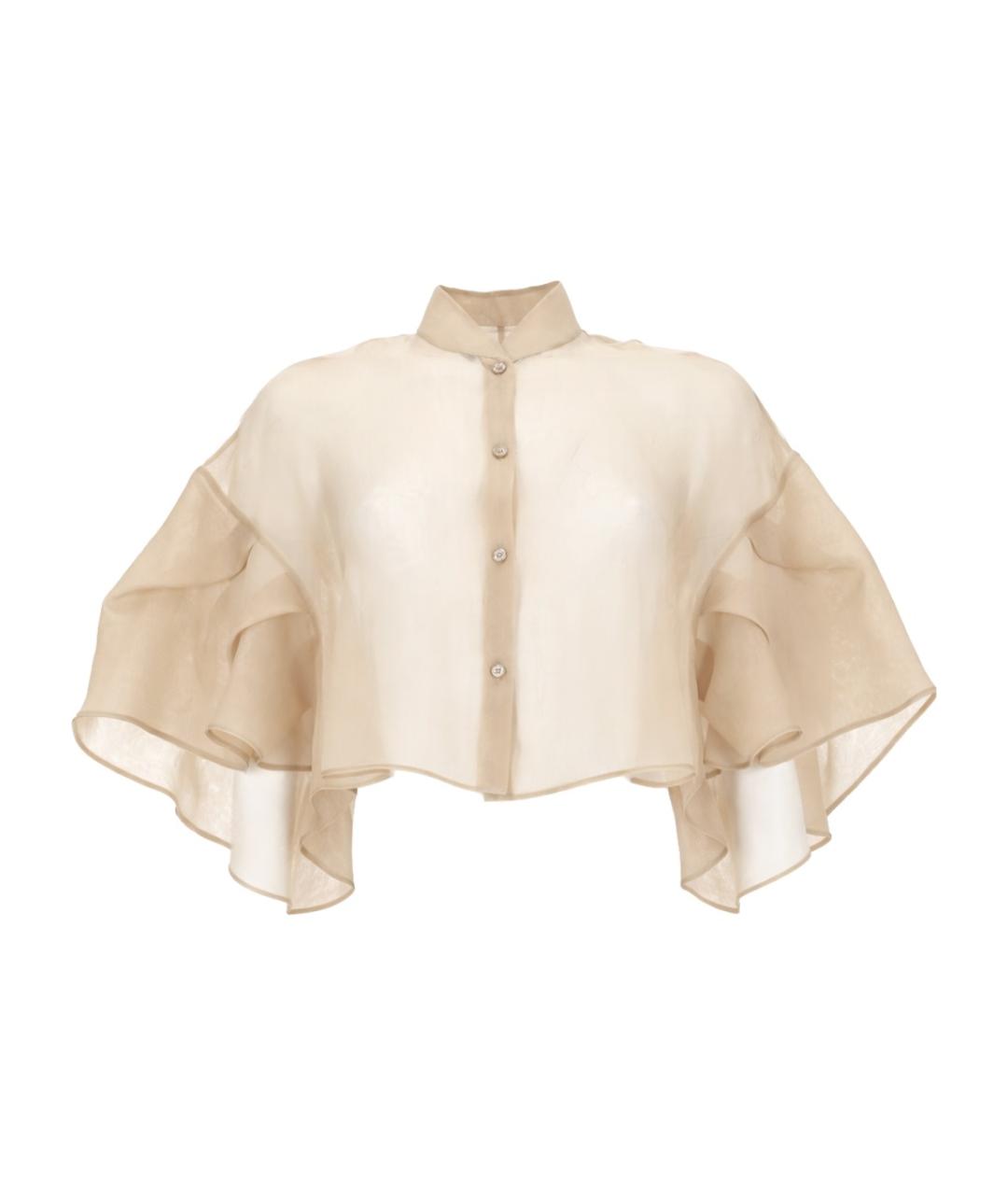 MAX MARA Бежевая шелковая рубашка, фото 1