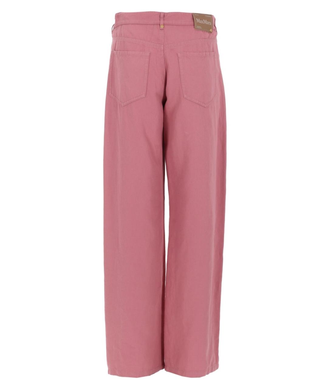 'S MAX MARA Розовые хлопковые прямые брюки, фото 2