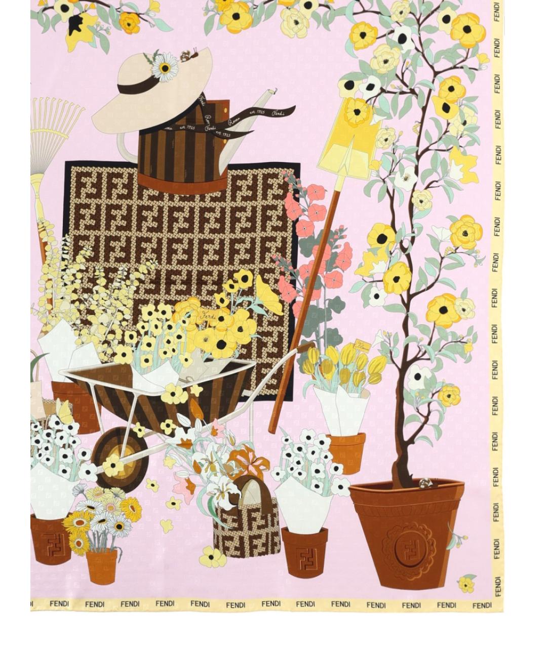 FENDI Розовый шелковый платок, фото 2