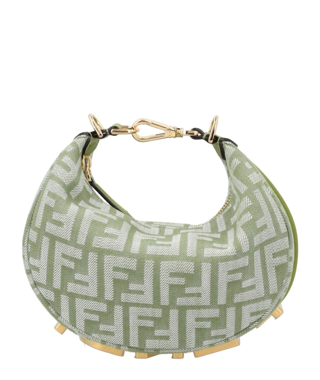 FENDI Зеленая хлопковая сумка через плечо, фото 2