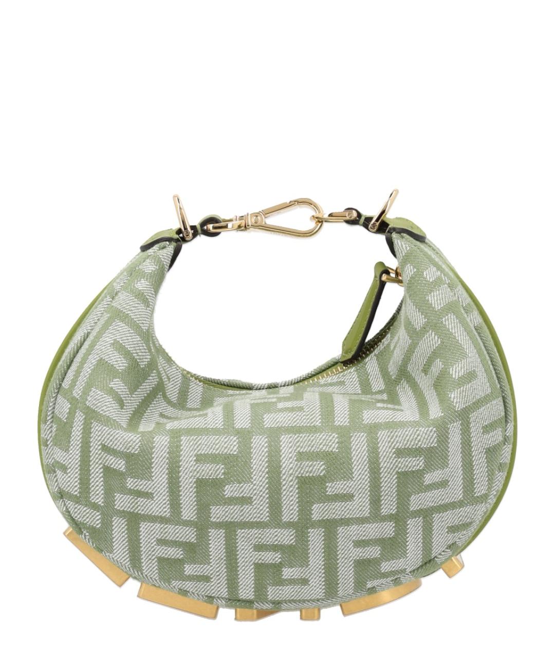 FENDI Зеленая хлопковая сумка через плечо, фото 1