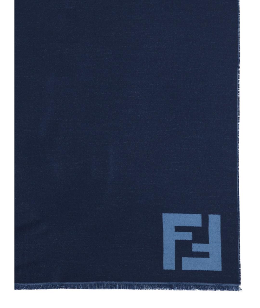 FENDI Темно-синий шерстяной шарф, фото 2