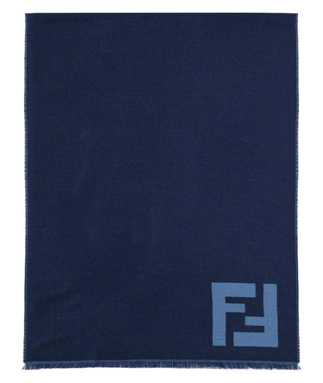 FENDI Темно-синий шерстяной шарф, фото 1