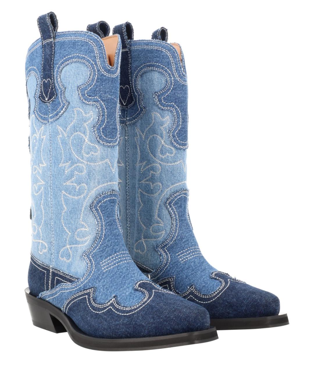 GANNI Синие текстильные ботинки, фото 2