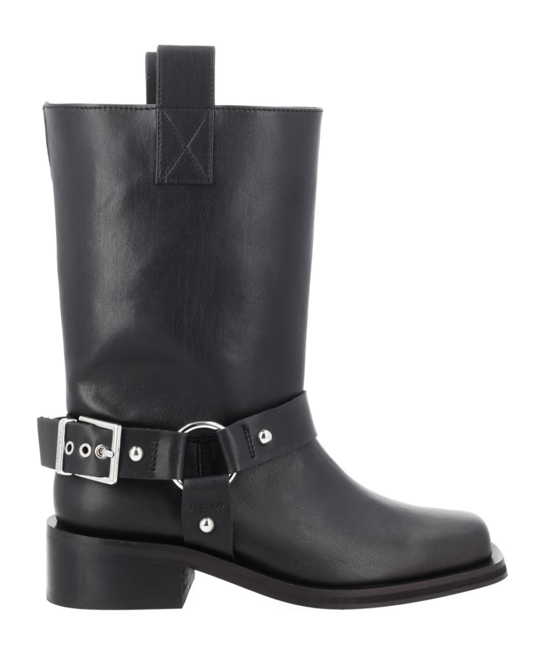 GANNI Черные кожаные ботинки, фото 1