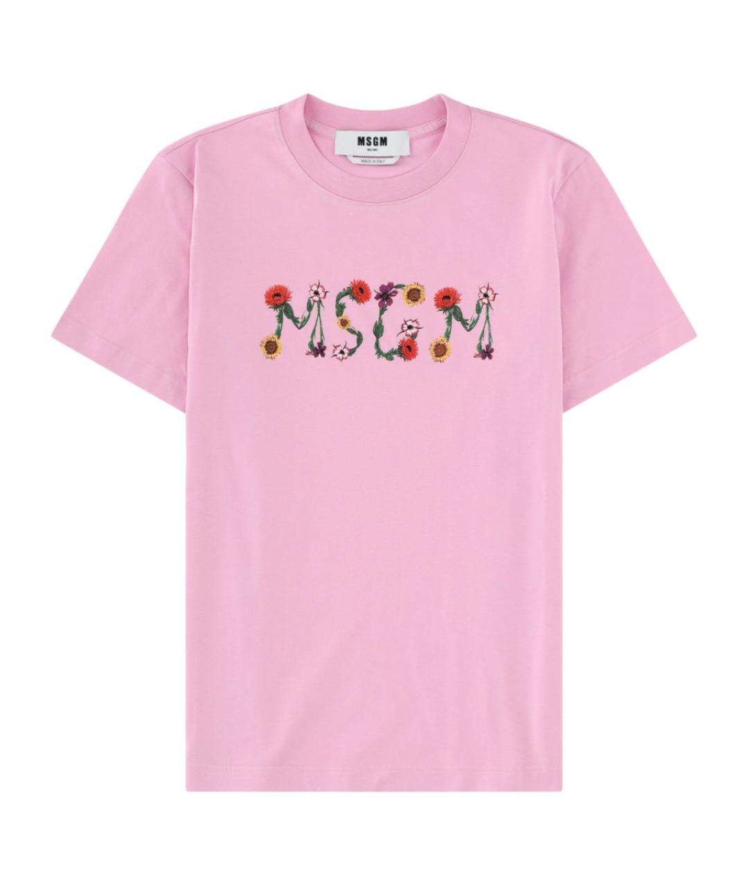 MSGM Розовая хлопковая футболка, фото 1