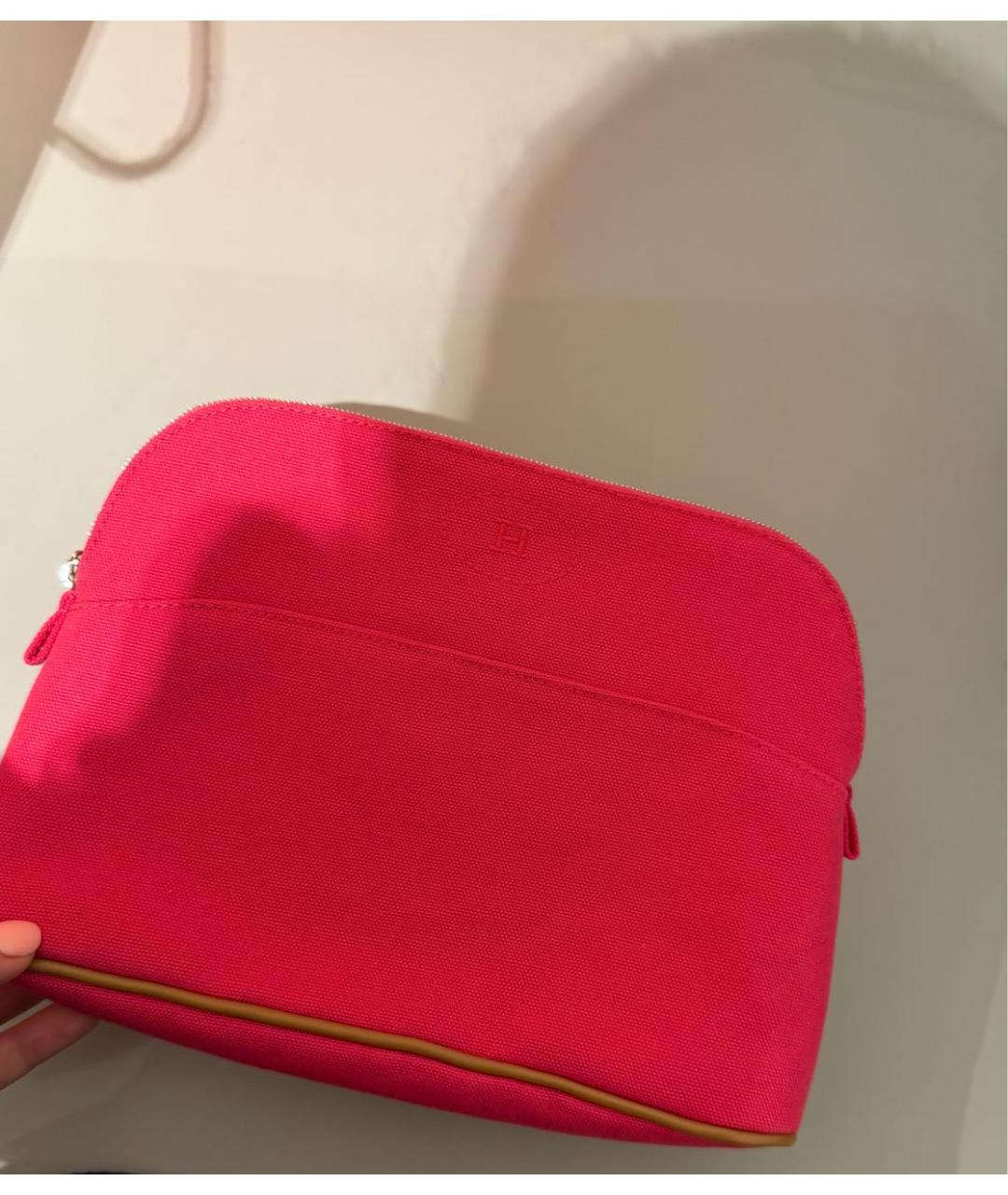 HERMES Розовая тканевая косметичка, фото 2